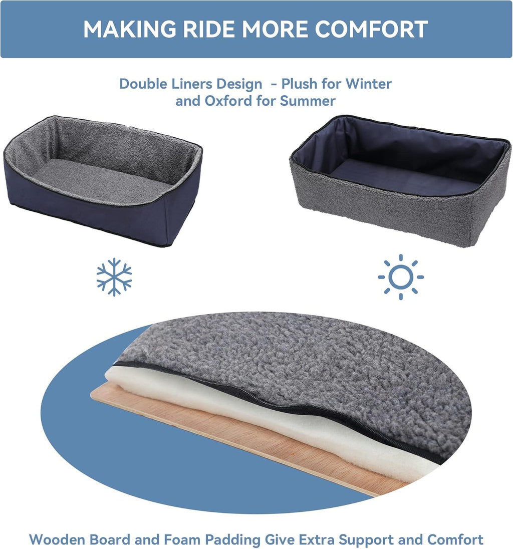 Dog Car Seat for Medium & Large Dogs – Washable Cover, Safety Leashes, Storage Pockets, Foldable & Portable, Fits Car Back Seat or SUV’s Trunk