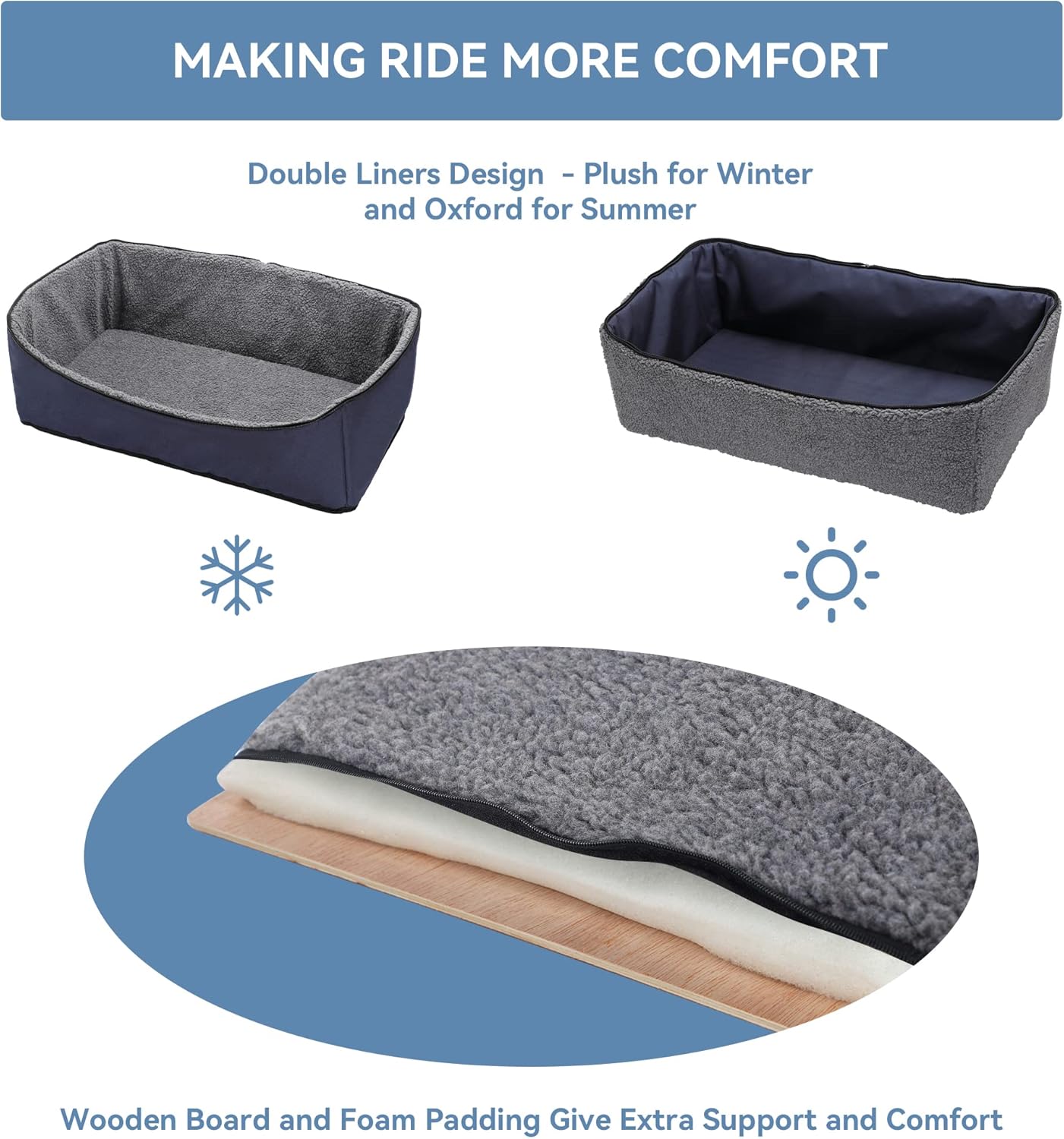 Dog Car Seat for Medium & Large Dogs – Washable Cover, Safety Leashes, Storage Pockets, Foldable & Portable, Fits Car Back Seat or SUV’s Trunk