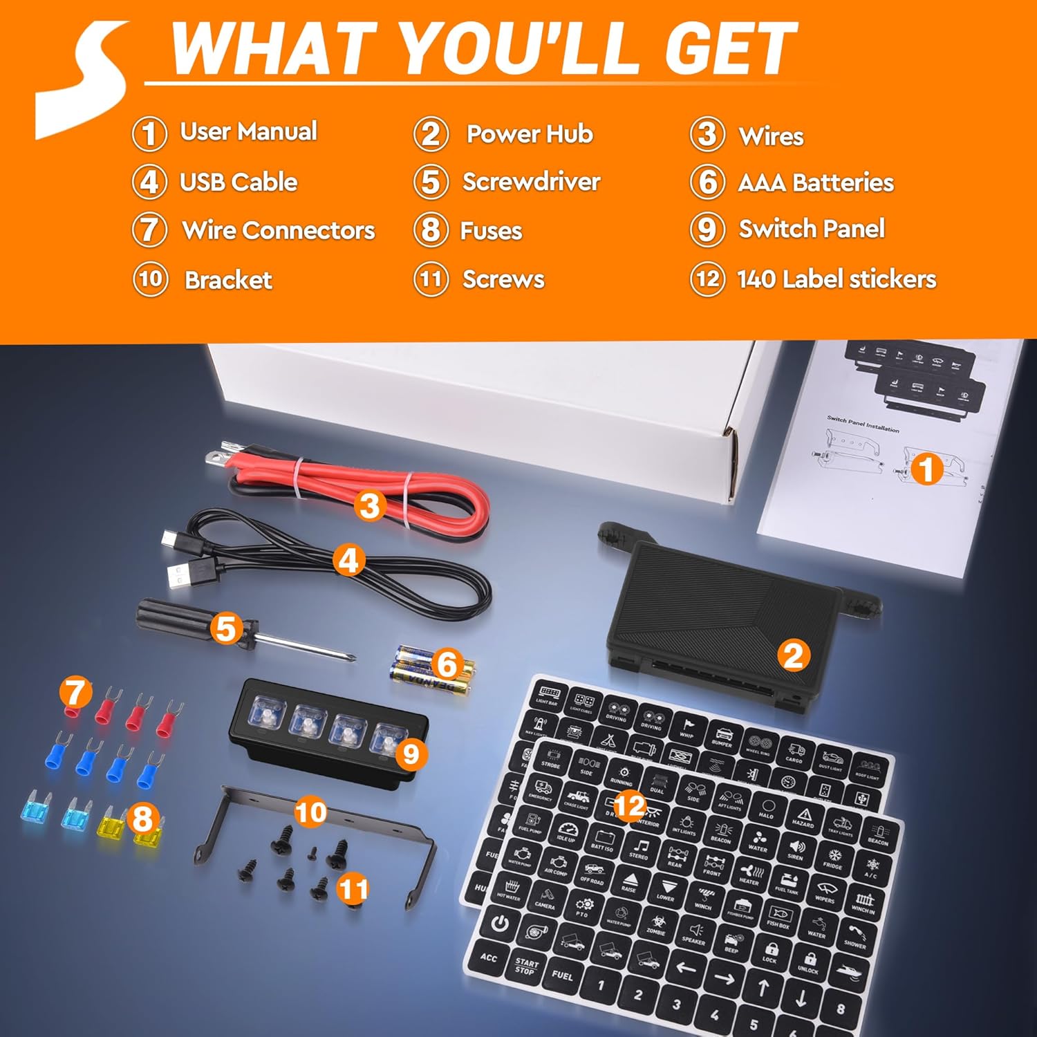 Wireless Switch Panel For Car Truck UTV ATV Boat RV Off-Road