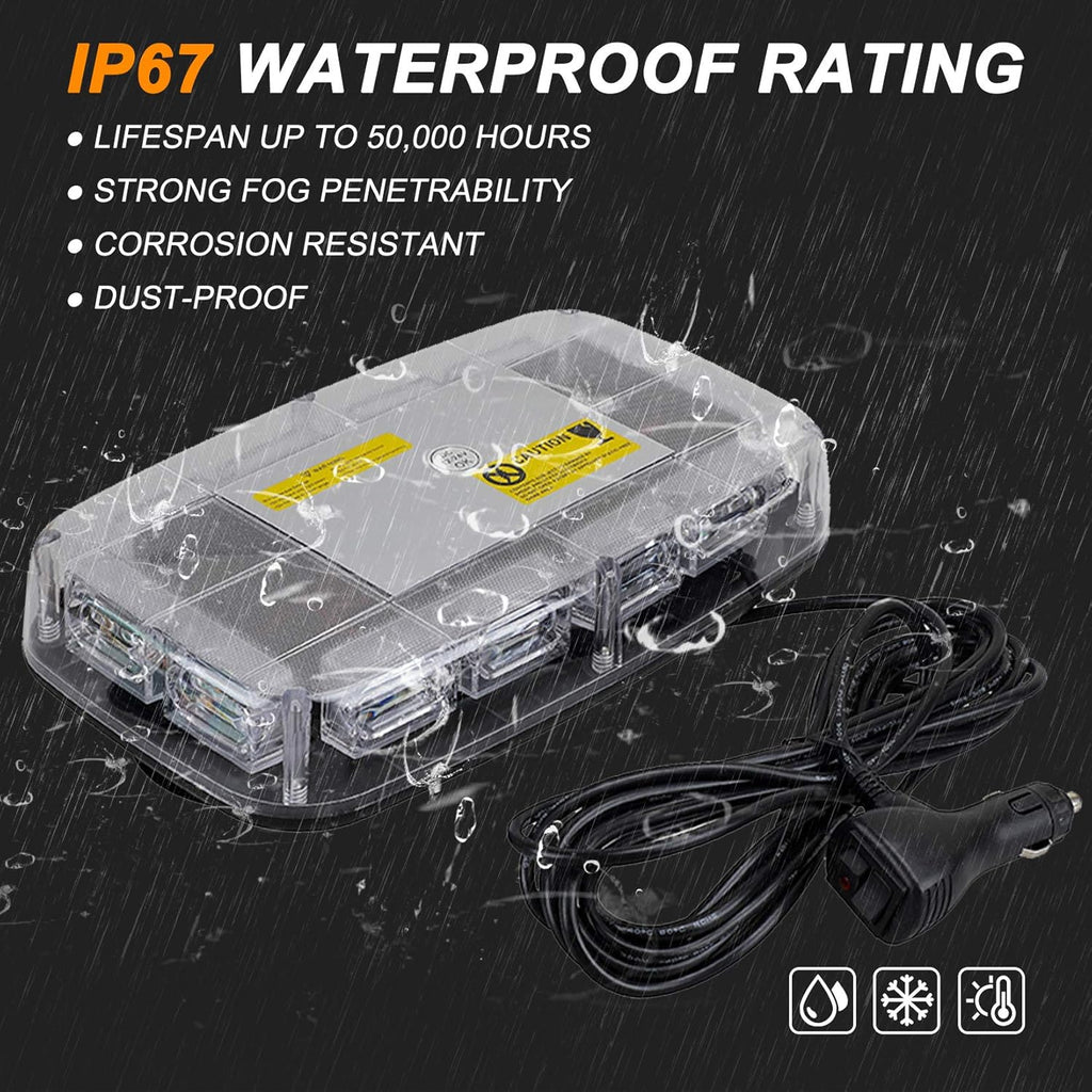48 LED Magnetic Roof Top Strobe Light Bar for 12-24V - High Visibility Emergency Warning Light for Trucks, Snow Plows, Construction Vehicles