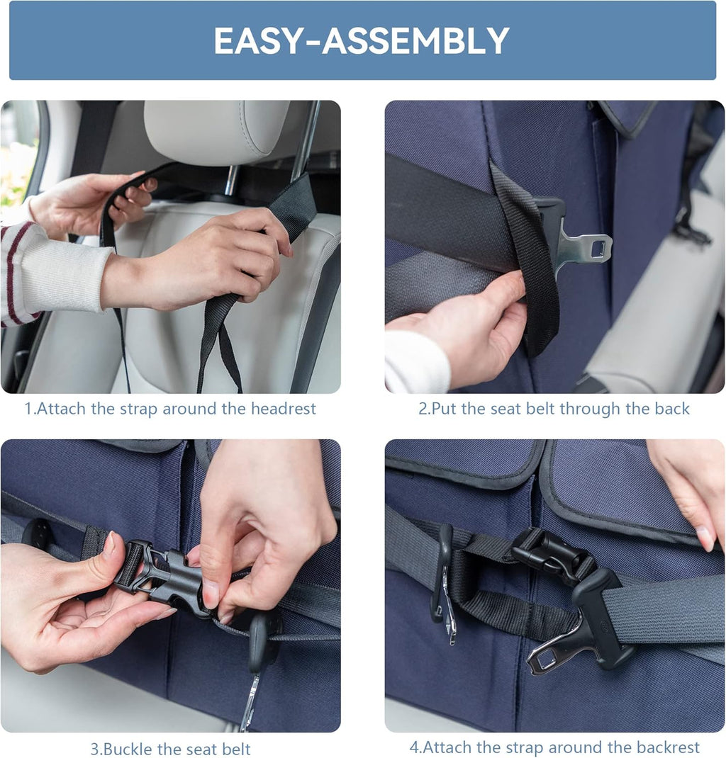 Dog Car Seat for Medium & Large Dogs – Washable Cover, Safety Leashes, Storage Pockets, Foldable & Portable, Fits Car Back Seat or SUV’s Trunk