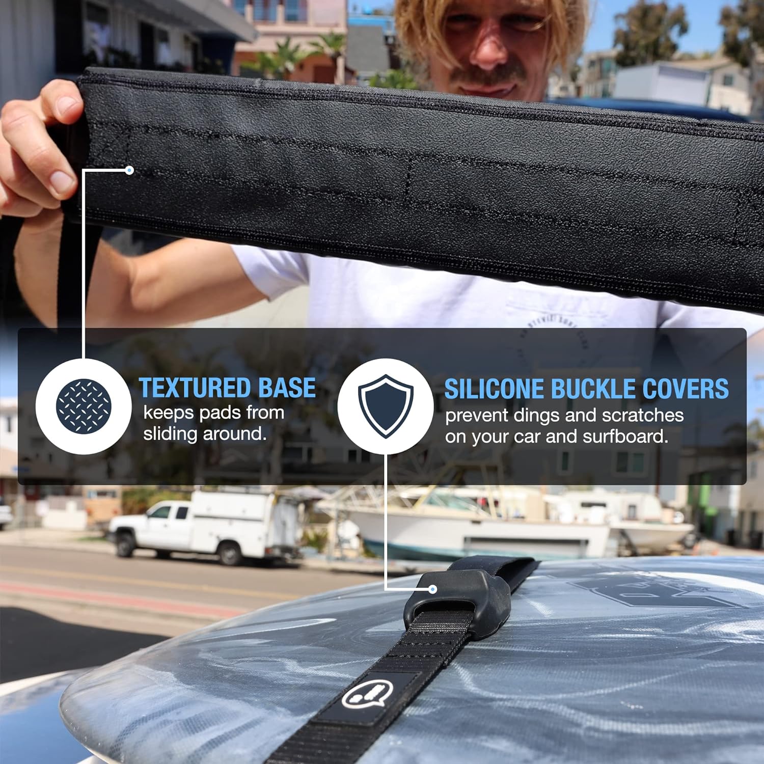 Surfboard Car Roof Rack Padded System (Holds Up to 3 Boards) Fits Any Car