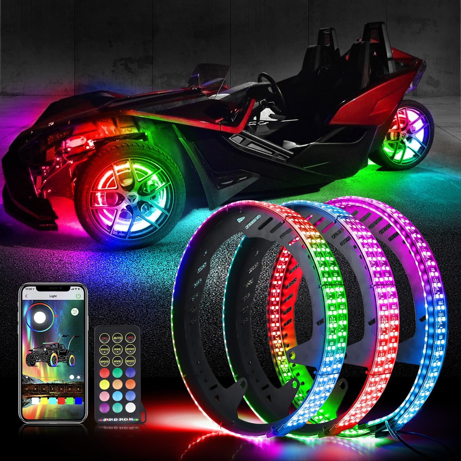RGB Chasings Wheel Ring Lights for All Polaris Slingshot Models 2015-2022 2023 2024+