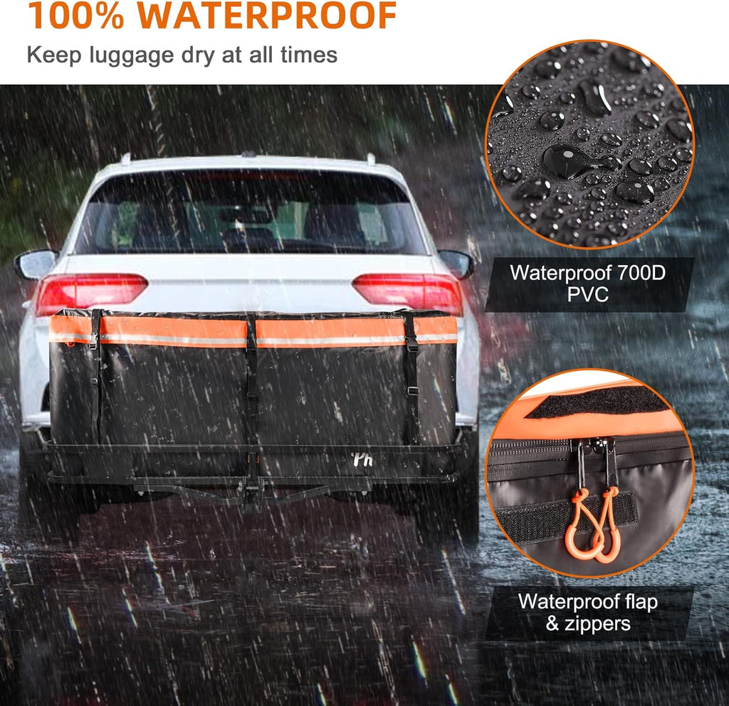 Waterproof Hitch Cargo Carrier Bag with Safety Straps 20 Cu Ft