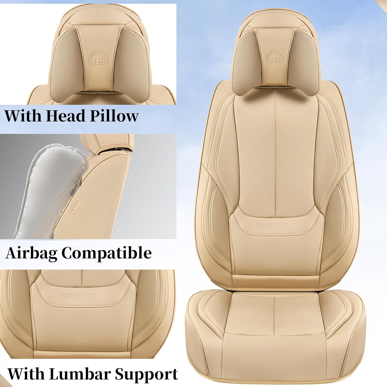 Waterproof Nappa Leather Carseat Cover Universal Fit for Most Cars