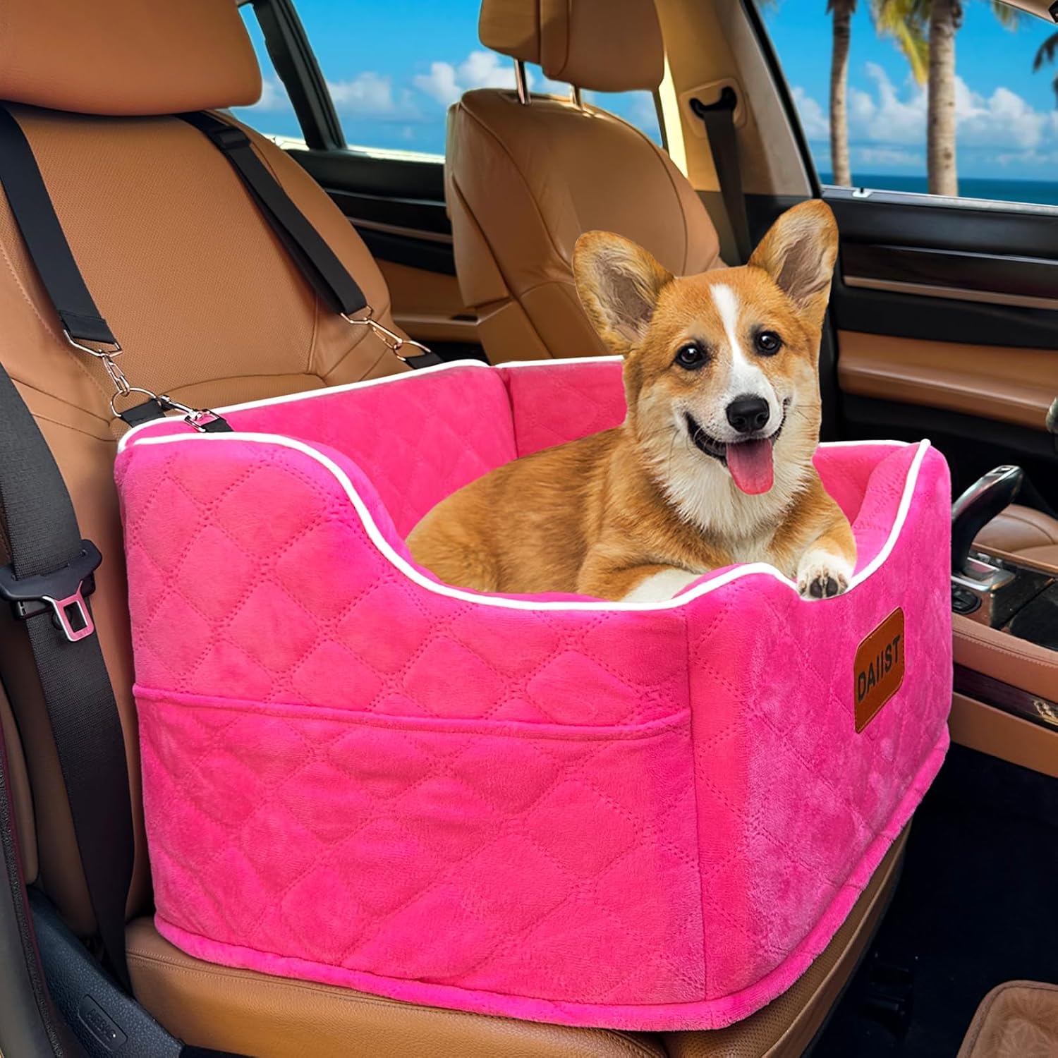 Rose Red Dog Pet Car Seat For Medium Dogs Under 35lbs Fit Cadillace Escalade
