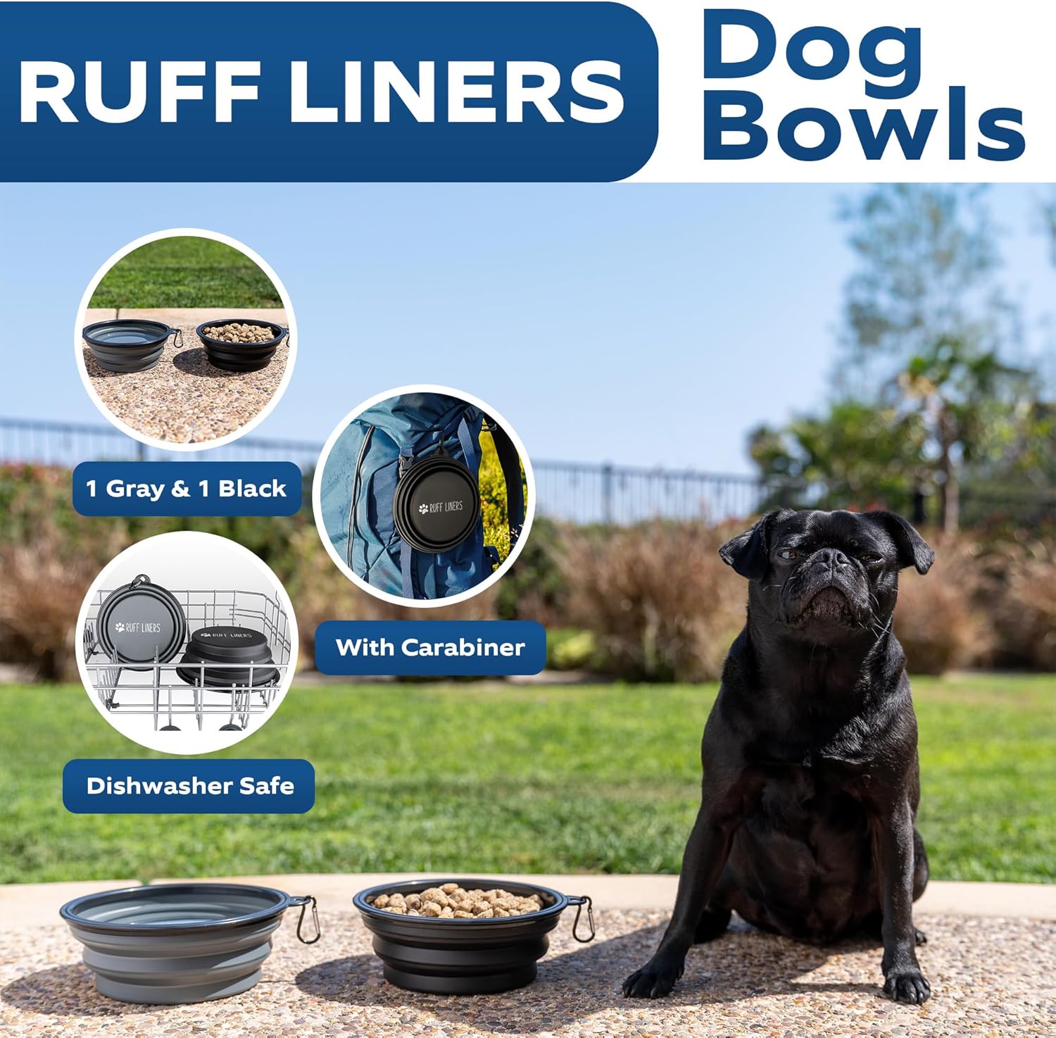 Truck Back Seat Cover for Dogs with Door Protection & 2 Collapsible BPA-Free Dog Bowls