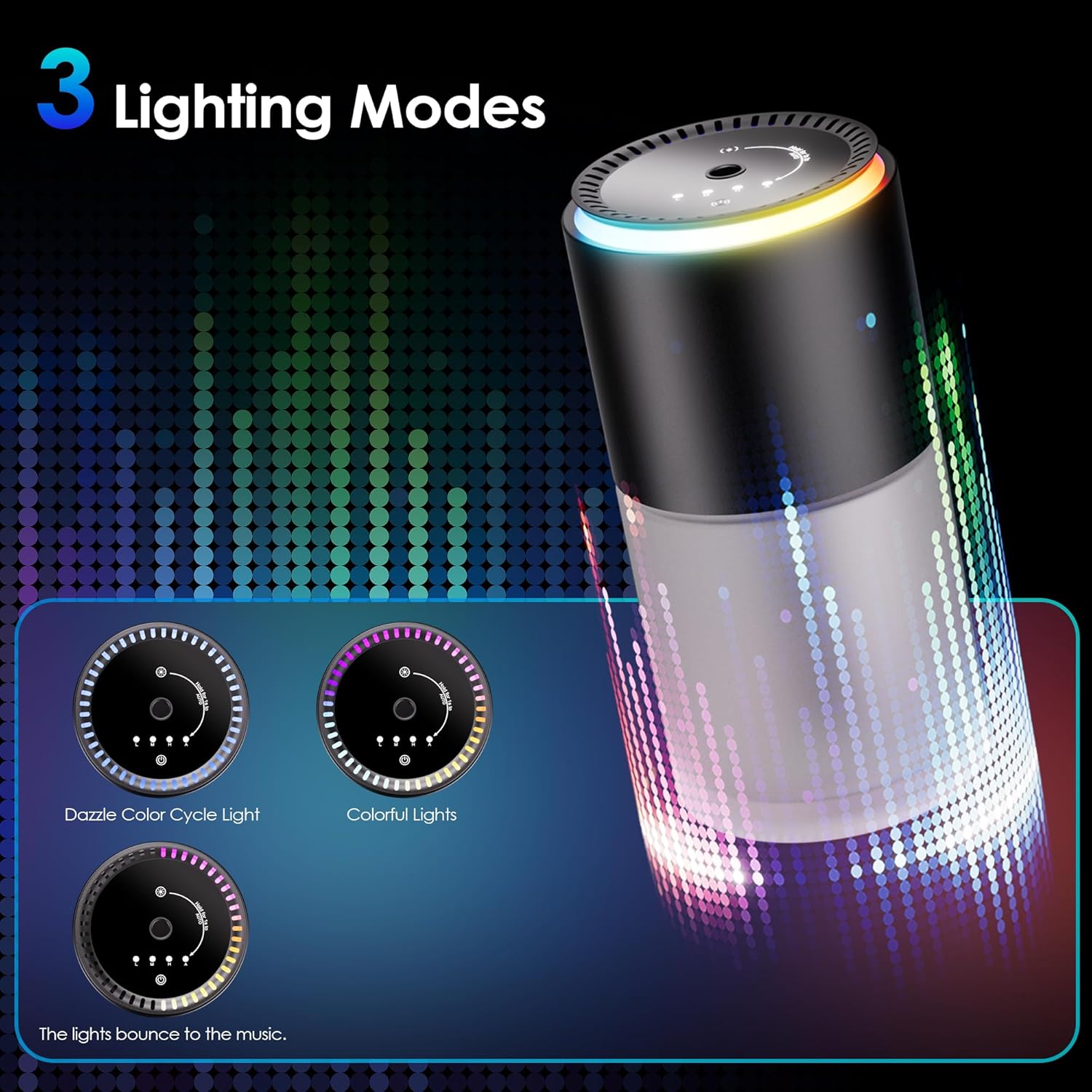 Multi-fragrance Smart Car Air Freshene With RGB Music Syncing Light