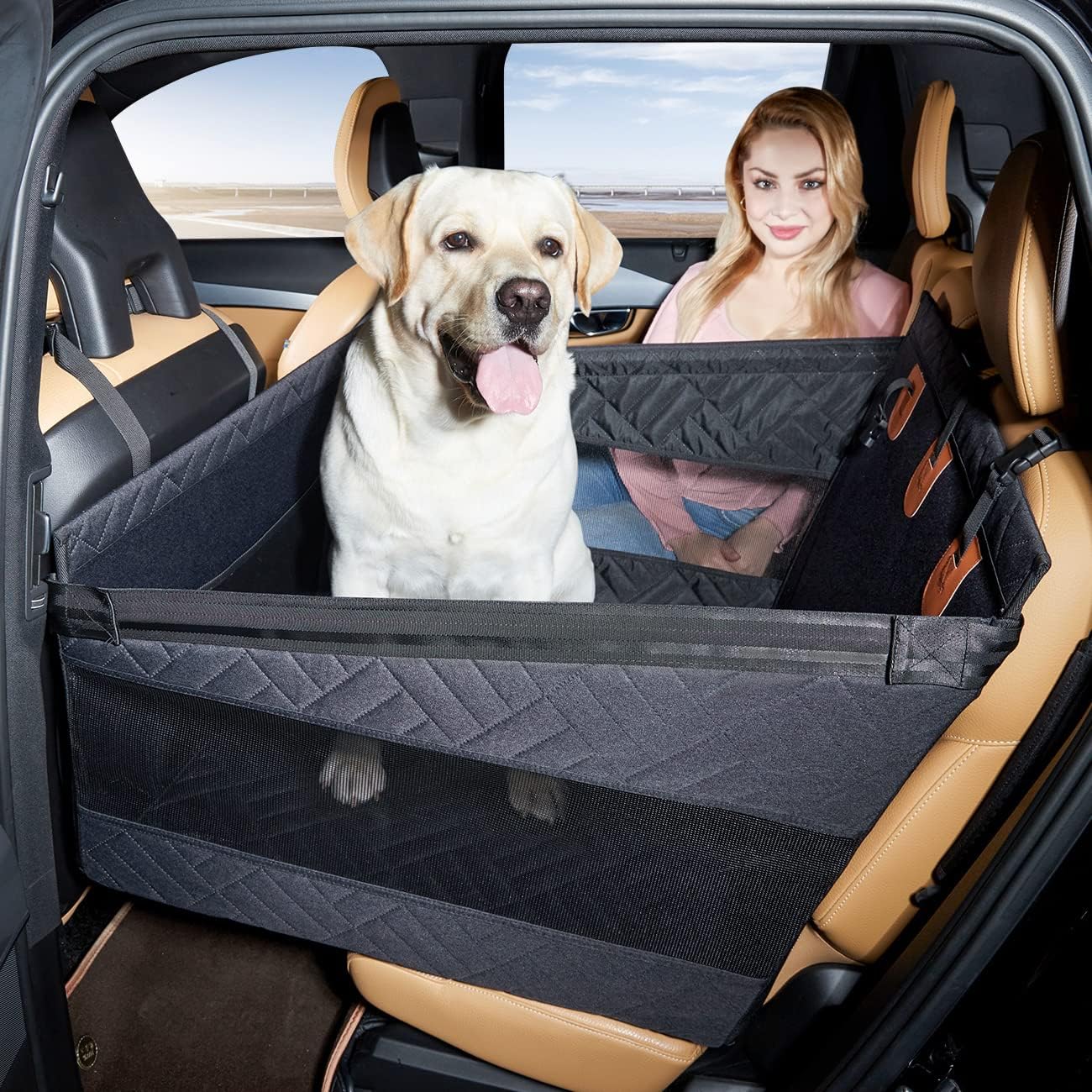 Dog Car Seat for Medium/Large Dogs, Back Seat Extender & Hammock, Waterproof Pet Car Bed Mattress For Car SUV Truck, Easy to Clean & Non-Slip