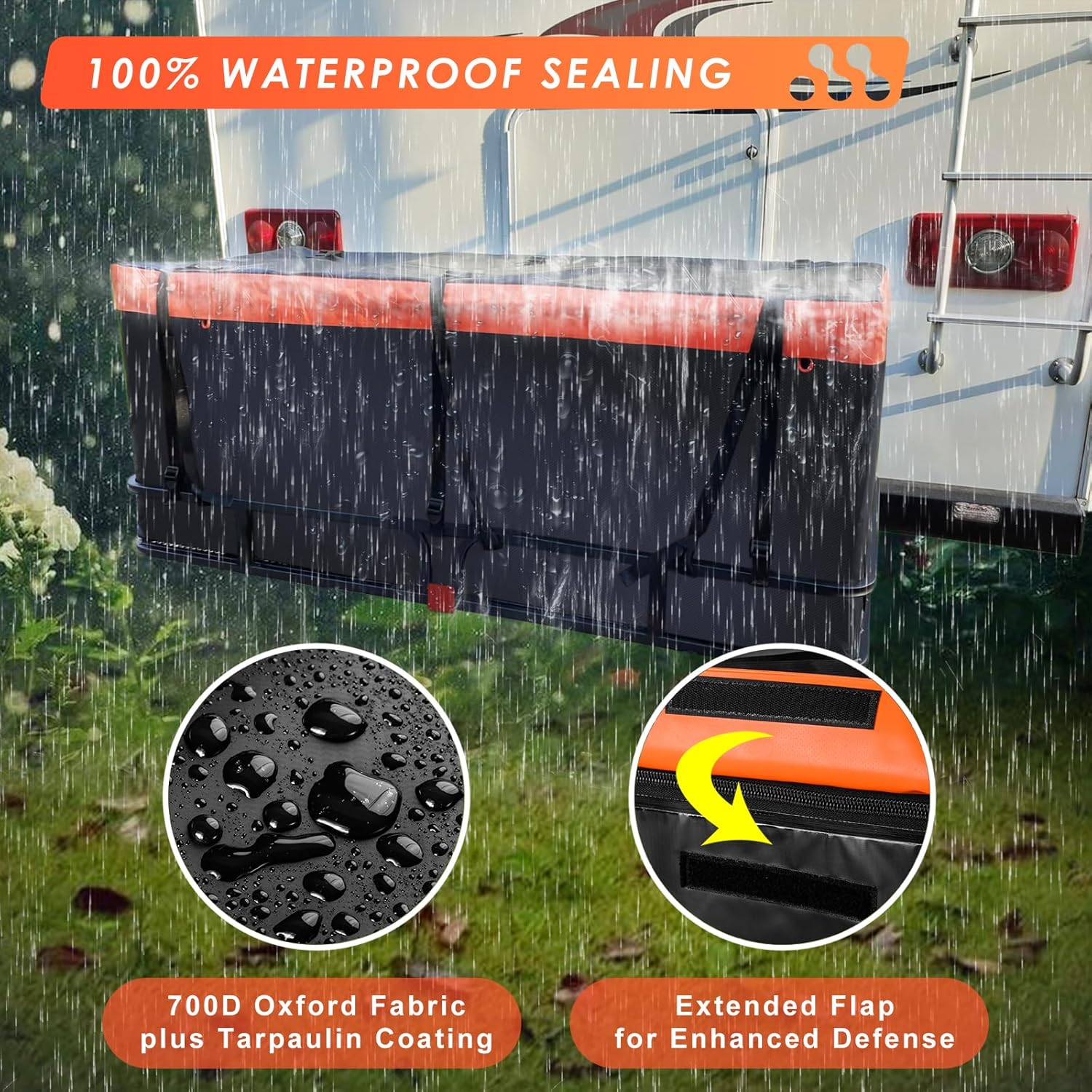 Hitch Mount Cargo Carrier Basket +Waterproof Cargo Bag 15 Cubic Feet,Hauling Weight Capacity of 500 Lbs fit on 2 Inch Receiver with Hitch Stabilizer,Net and Straps