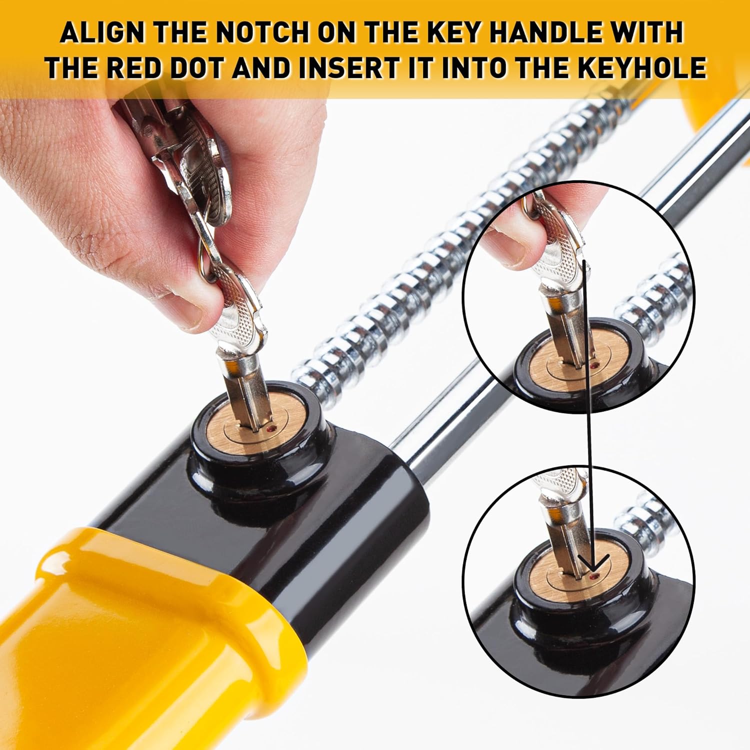 Heavy Duty Steering Wheel Lock Anti-Theft Car Device Security For Cars Trucks Vans and SUVs with 3 Keys