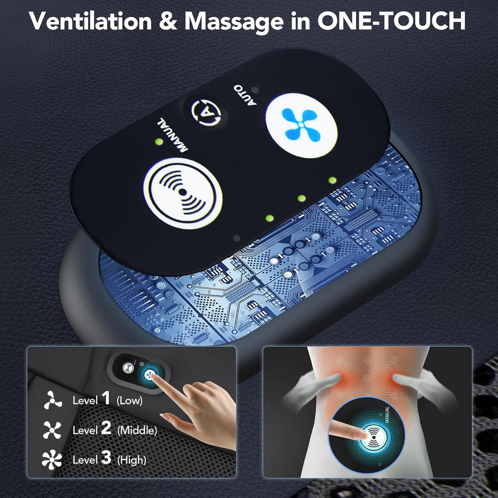 Cooling Car Seat Cover with 16 Powerful Fans 3-Speed Temperature Fit For Car SUV, Truck Van