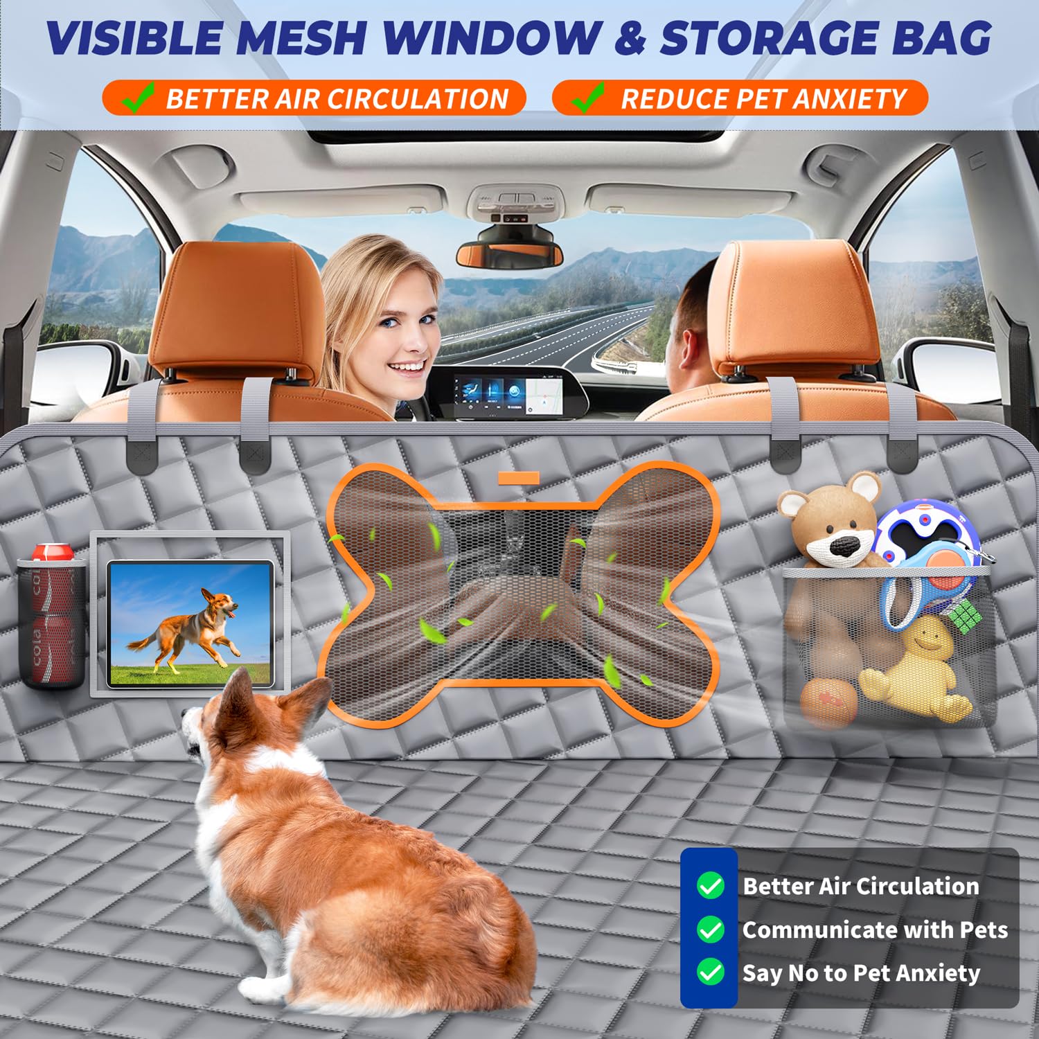 Dog Seat Cover for Trucks, Hard Bottom Dog Hammock Back Seat Extender for Dogs for F150, RAM1500, Silverado - Waterproof Truck Seat Protector for Dogs Back Seat (Black)