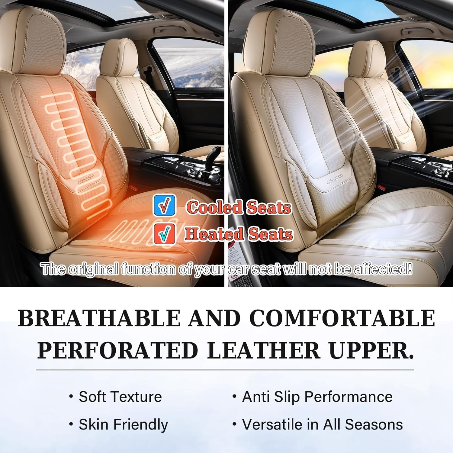 Waterproof Nappa Leather Carseat Cover Universal Fit for Most Cars