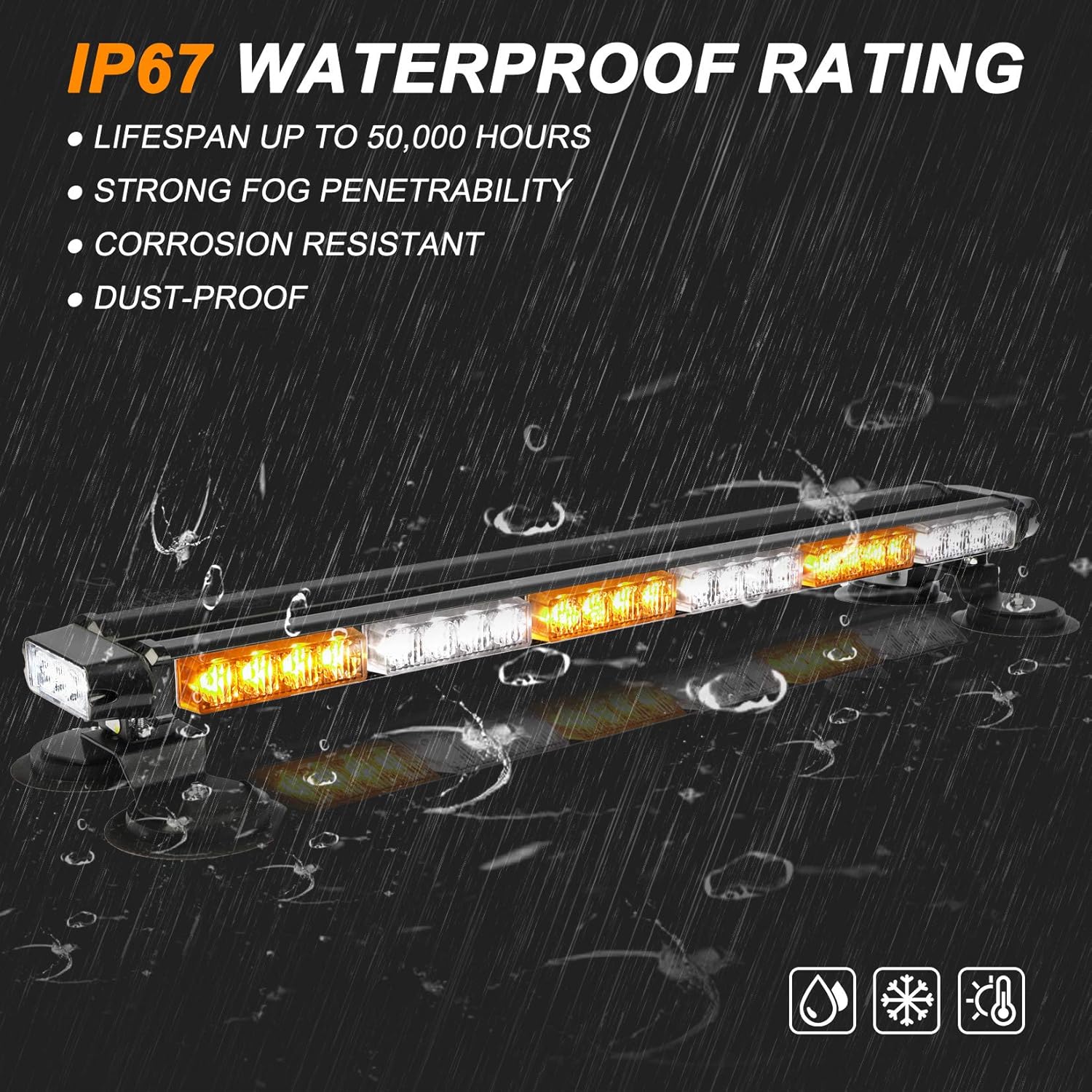 29.5" 54 LED Strobe Light Bar Double Side Flashing High Intensity Emergency Warning Flash Strobe Light with Magnetic Base for Safety Construction Vehicles Tow Trucks Pickup