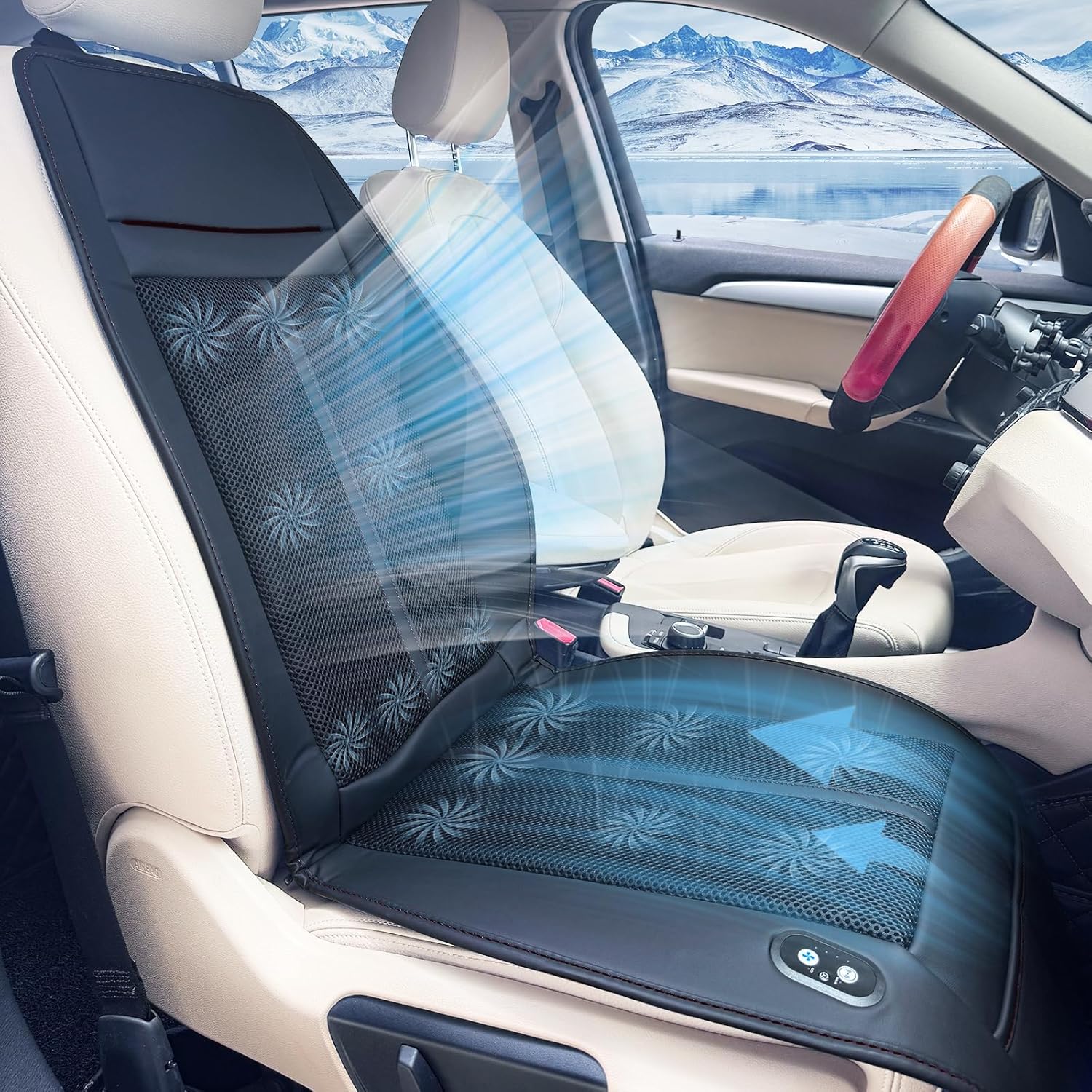 Cooling Car Seat Cover with 16 Powerful Fans 3-Speed Temperature Fit For Car SUV, Truck Van