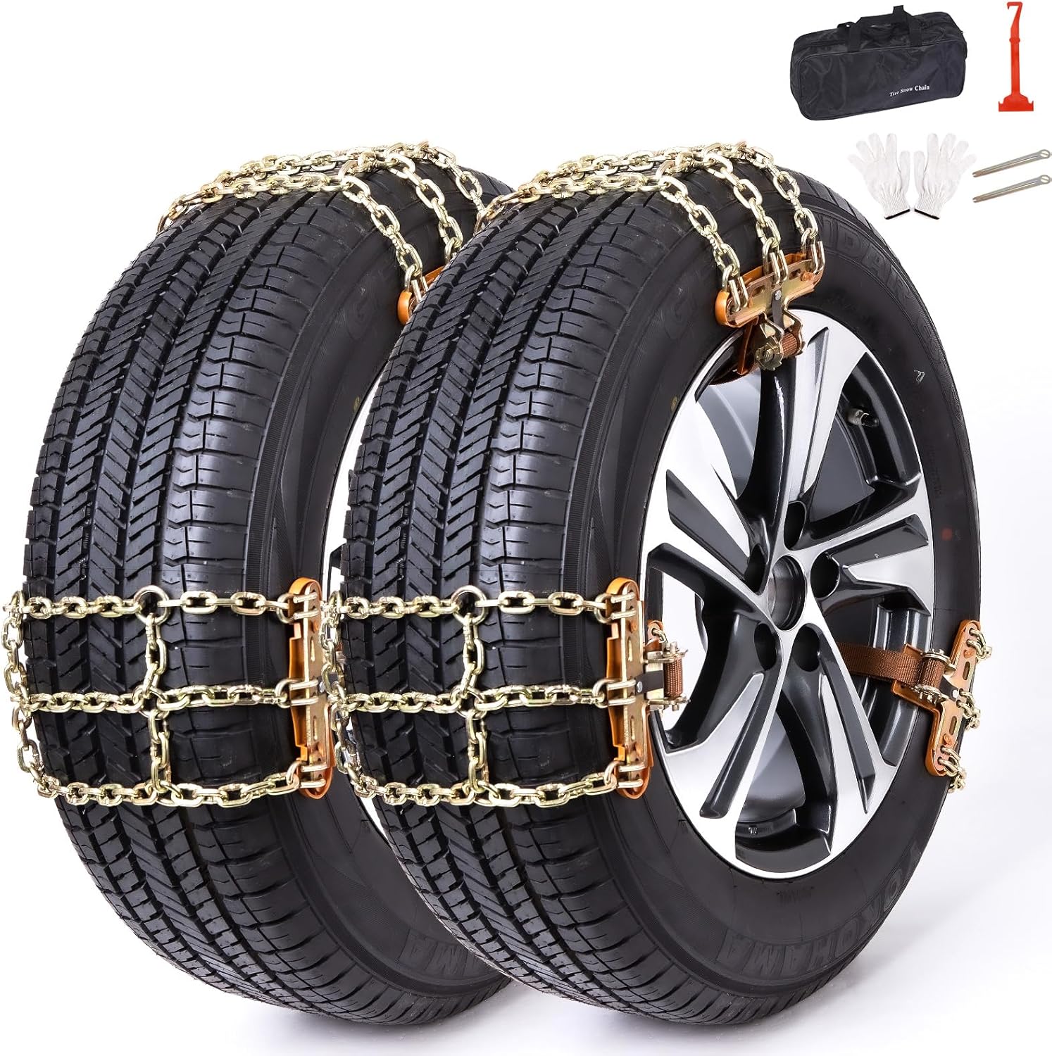 Universal Adjustable Snow Chains for SUV Car Pickup Trucks RV (6 Packs)