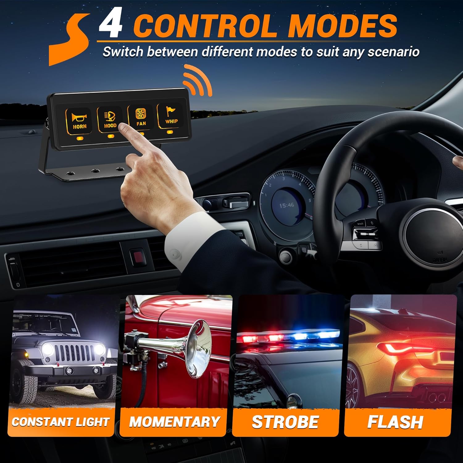 Wireless Switch Panel For Car Truck UTV ATV Boat RV Off-Road