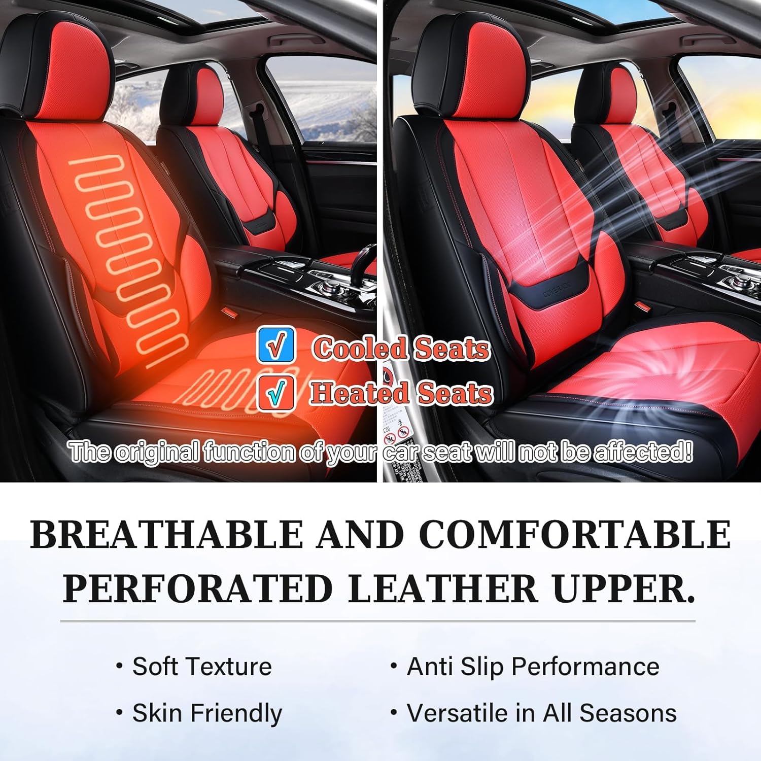 Waterproof Nappa Leather Carseat Cover Universal Fit for Most Cars