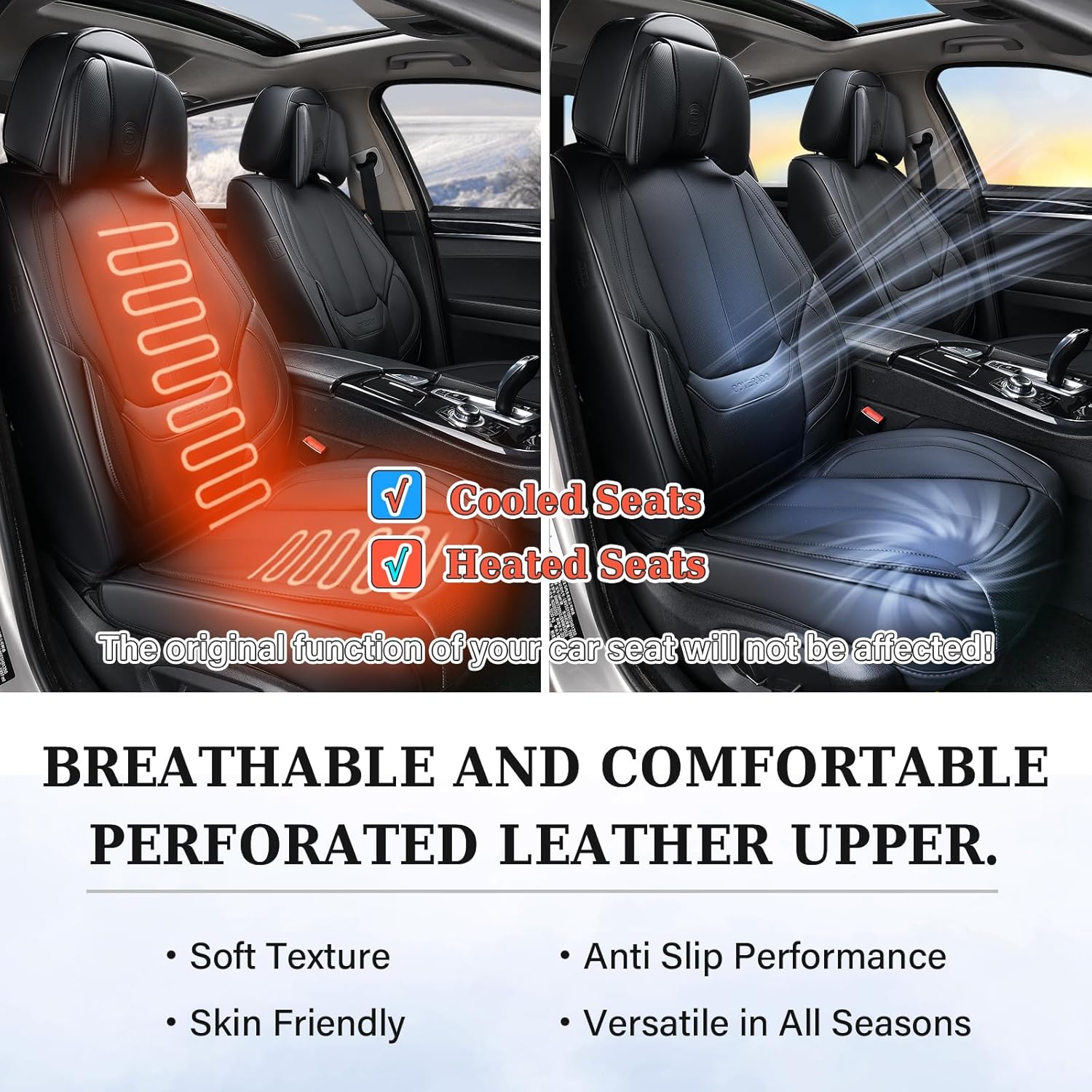 Waterproof Nappa Leather Carseat Cover Universal Fit for Most Cars