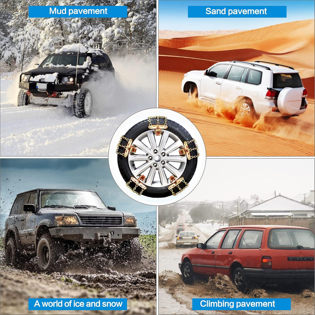 6 Pack Thickened Snow Chains For Truck SUV in Snow, Ice, Sand and Mud