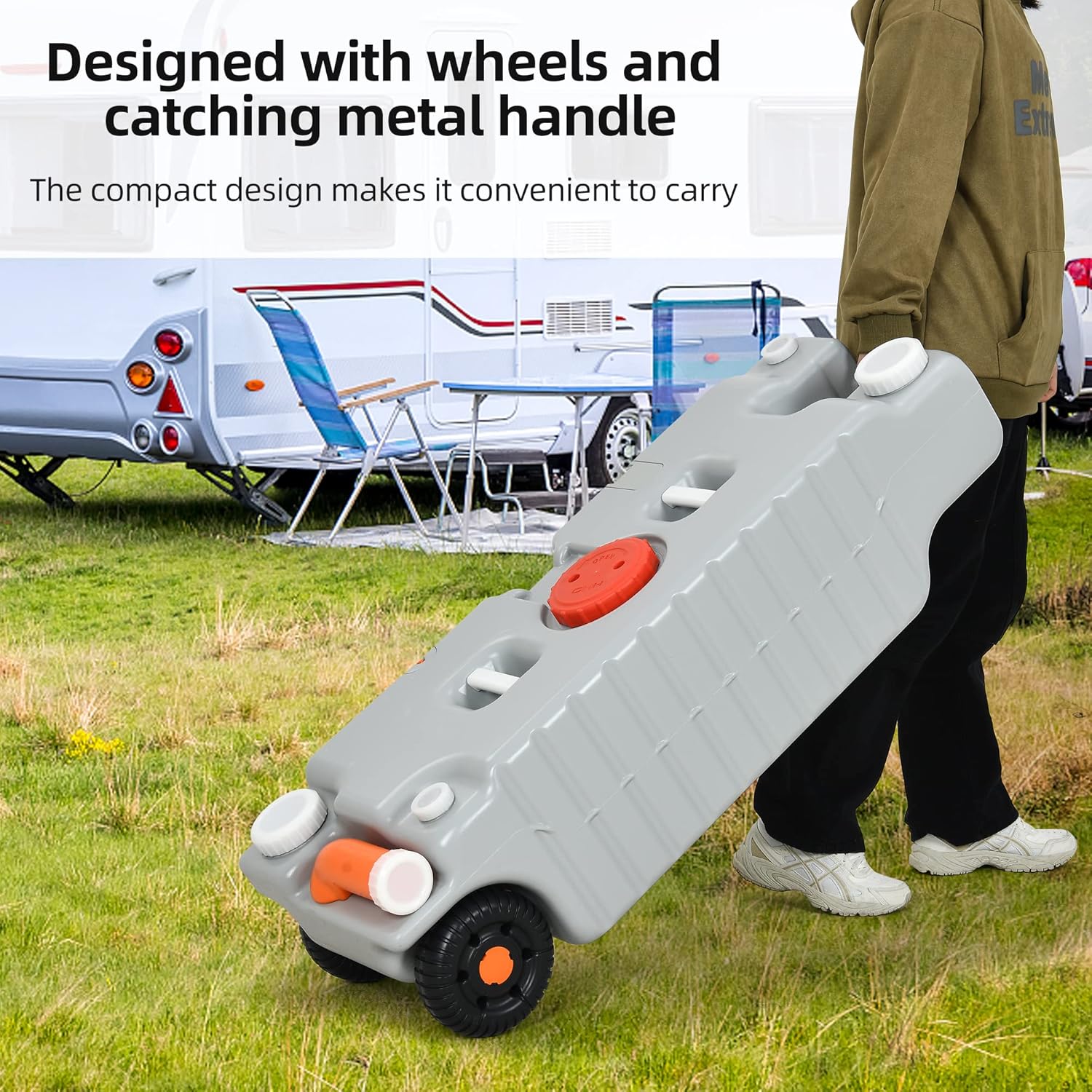 19.8 Gallon Large Capacity Portable Water Holding Tank with Built-in Handle Odorless Tote for Camper