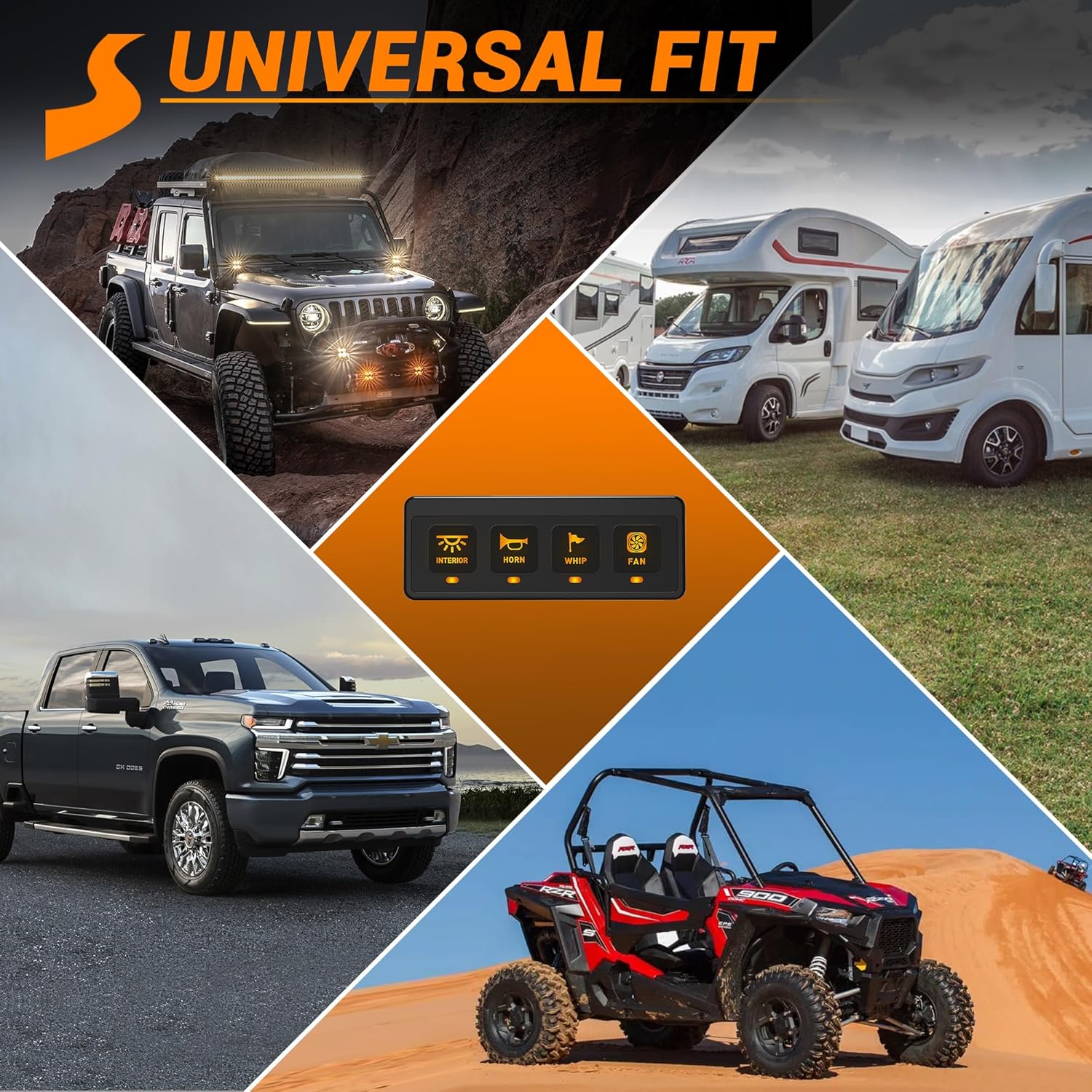 Wireless Switch Panel For Car Truck UTV ATV Boat RV Off-Road