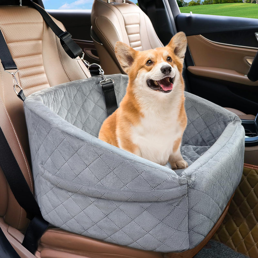 Under 30lbs Dog Car Seat for Small Dogs With Storage Pockets and Dog Safety Belt