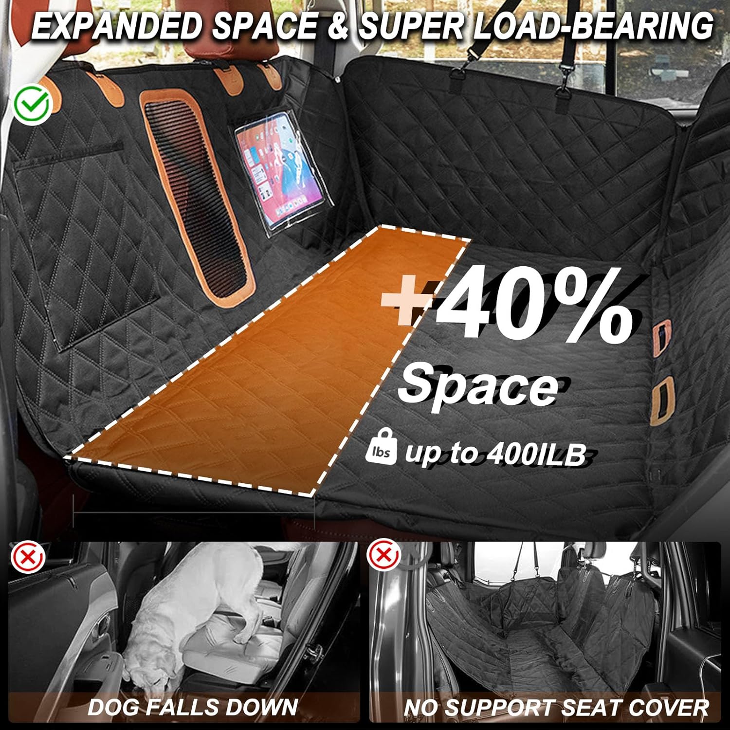 Back Seat Extender for Dogs With Hard Bottom-Upgraded Anti-Scratch For Car&SUV&Truck