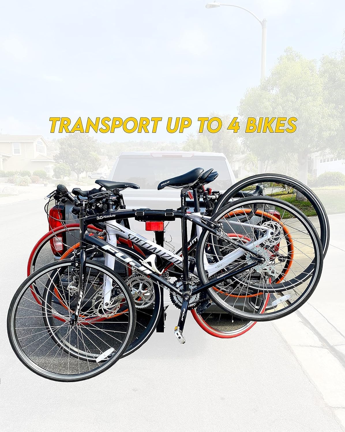 Hitch Mount Bike Rack - 4-Bike Rack, Black for Cars, Trucks, SUVs, and Minivans