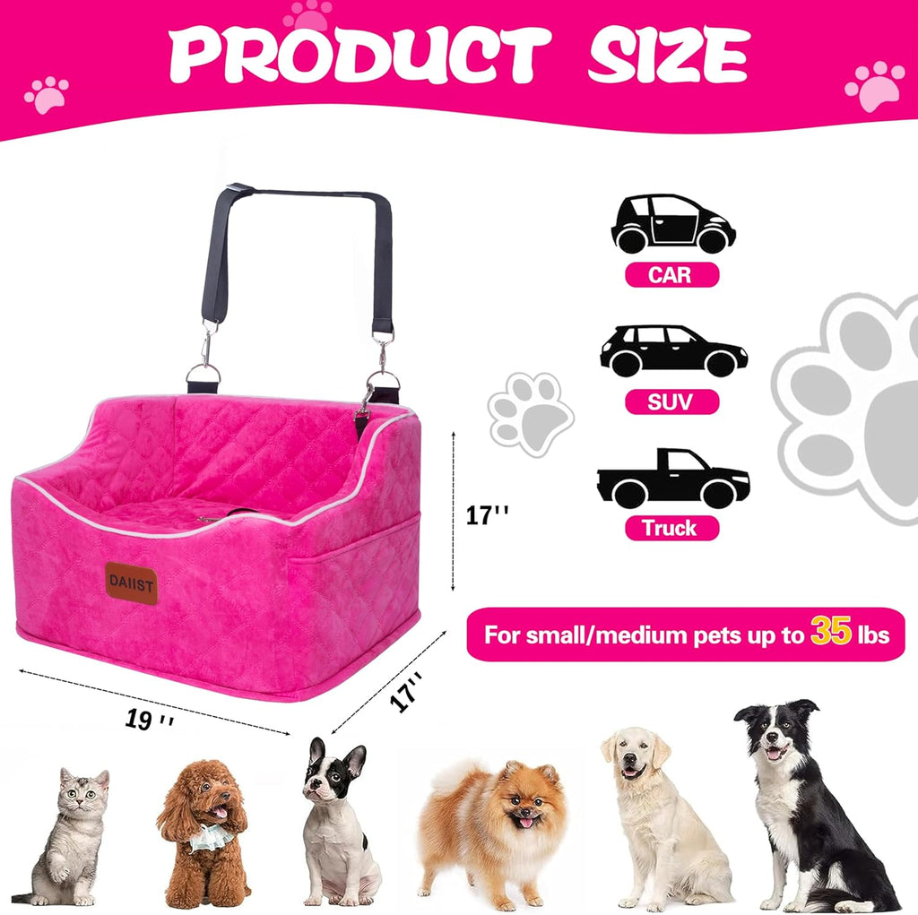 Rose Red Dog Pet Car Seat For Medium Dogs Under 35lbs Fit Cadillace Escalade