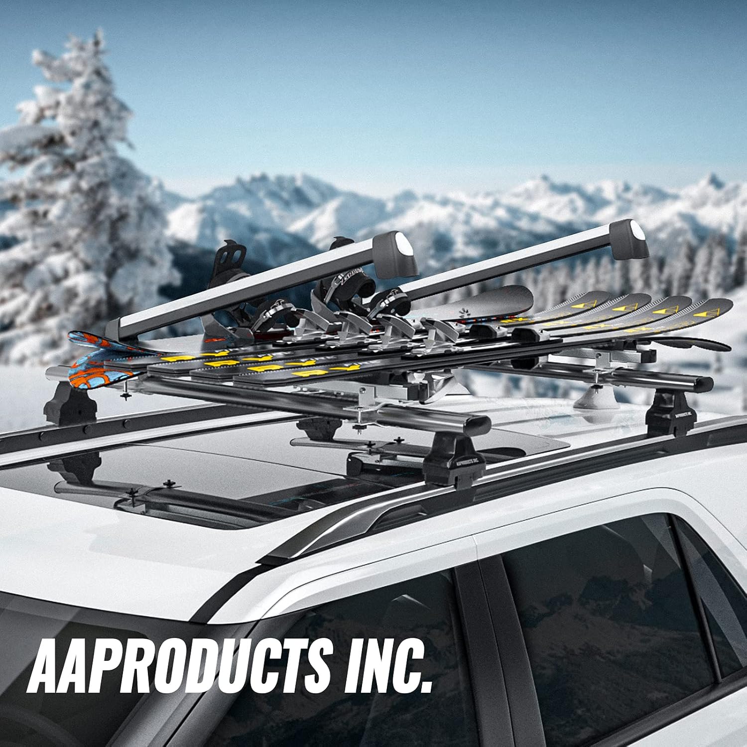 33'' Aluminum Universal Ski Roof Rack Fits 6 Pairs Skis or 4 Snowboards
