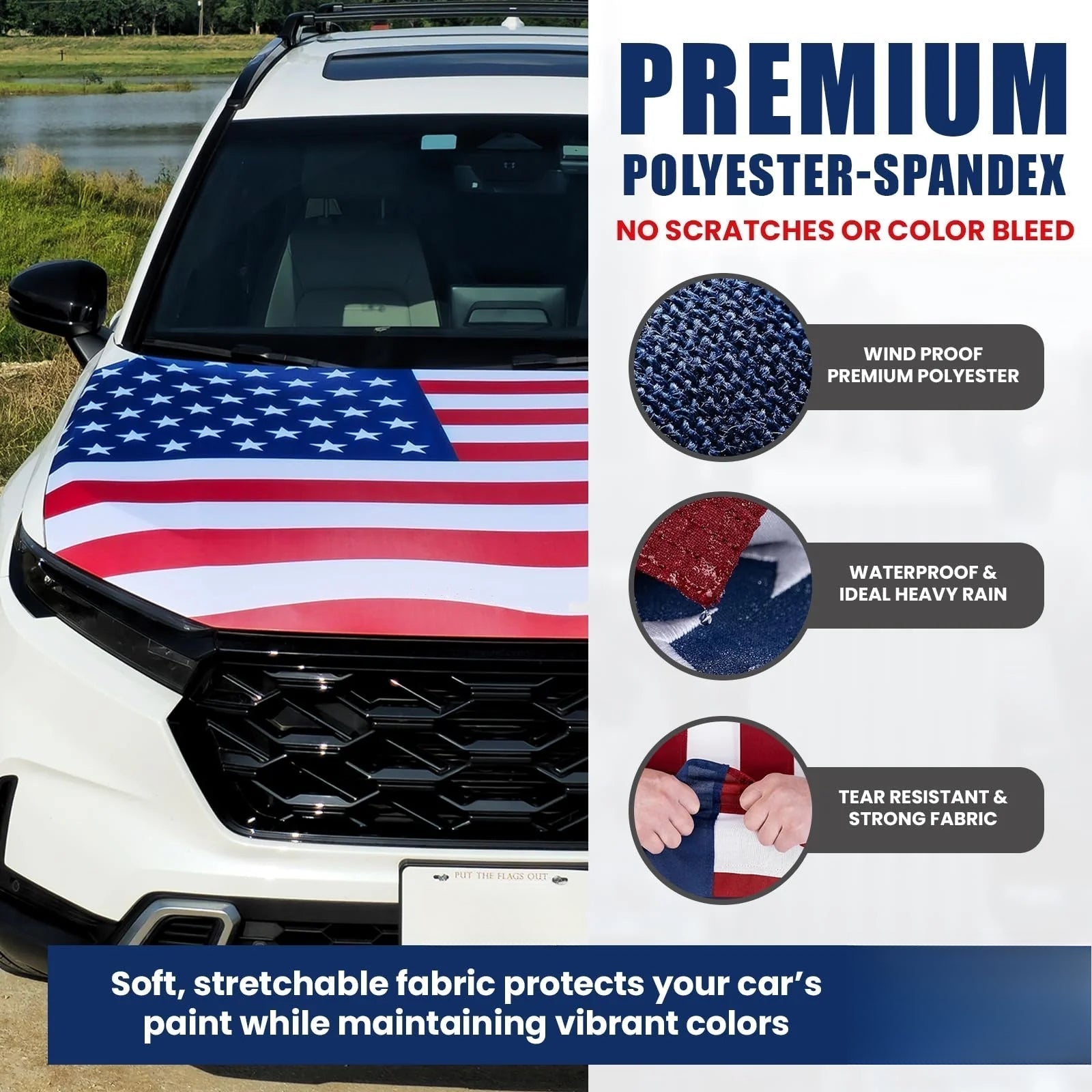 Patriotic Car Flag Hood Cover – Universal Fit