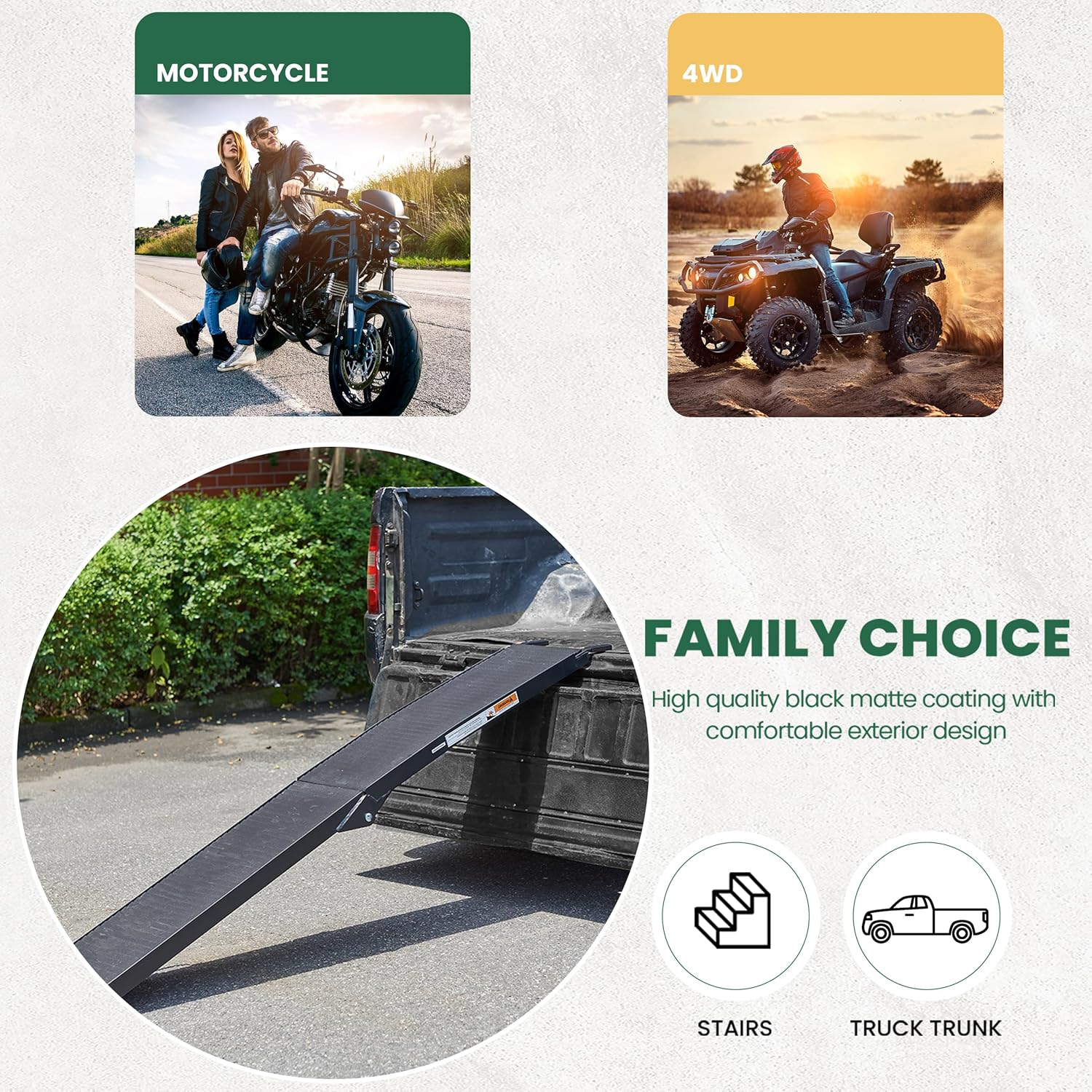 1 Pc of Motorcycle Ramp, Truck Ramp 750LBS Capacity, Ramp for Motorcycles/Dirt Bikes