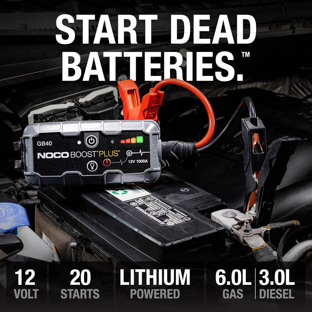 1000A UltraSafe Car Battery Jump Starter For 6.0L Gasoline And 3.0L Diesel Engines