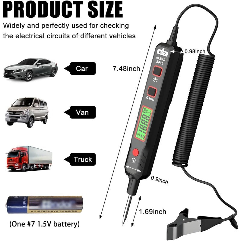 Smart LCD Circuit Tester – AC/DC 3–300V, Continuity & Resistance