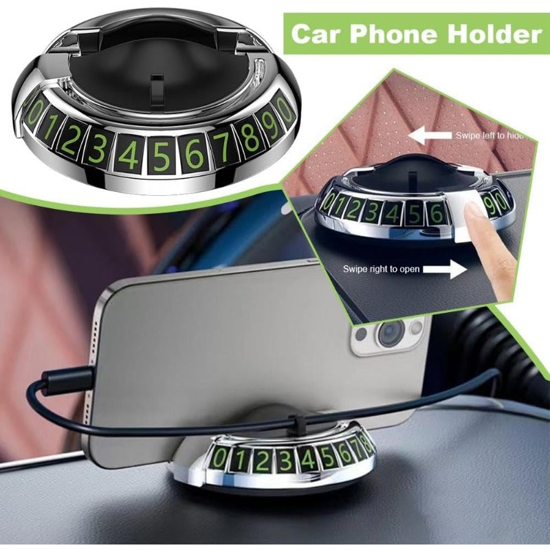 2-in-1 Dashboard Phone Holder & Hidden Number Plate