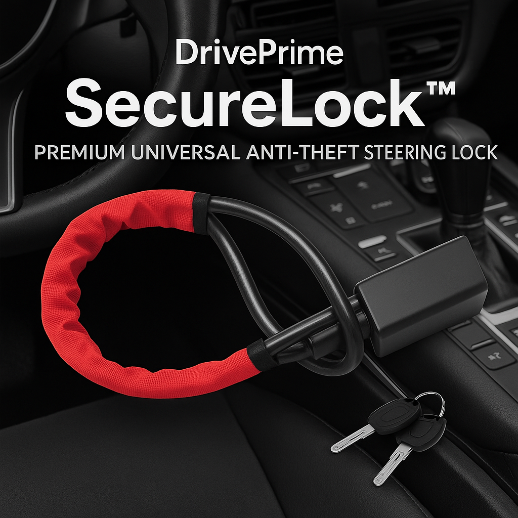 DrivePrime SecureLock™ — Premium Universal Anti-Theft Steering Lock