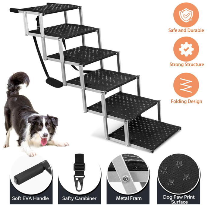 Foldable Dog Stairs For Cars and SUV, Truck
