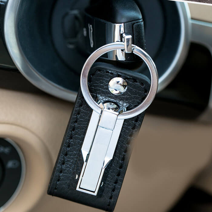 Mens Leather Keychain for Belt