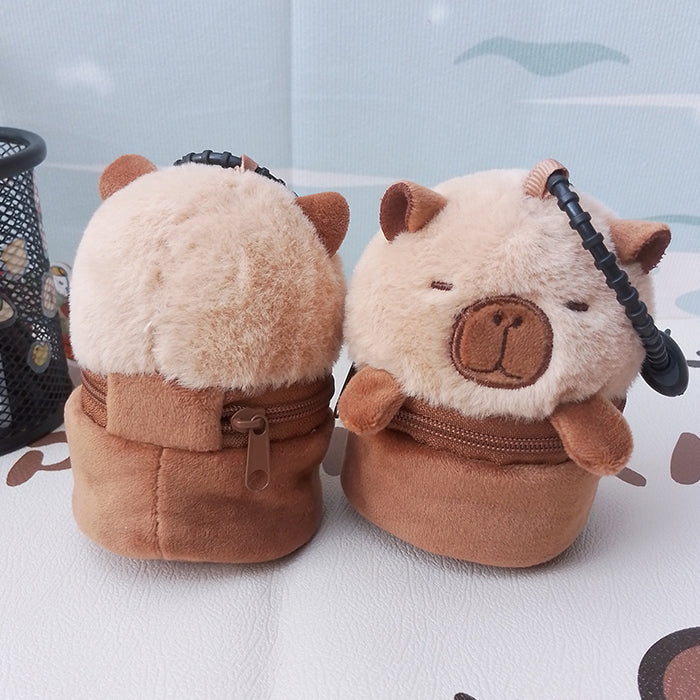 2pcs/set Plush Capybara Coin Purses Keychain Charm