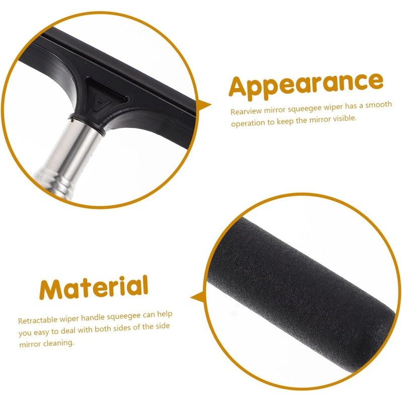 Telescopic Car Mirror Wiper Duo Extendable Anti-Fog Silicone Squeegee