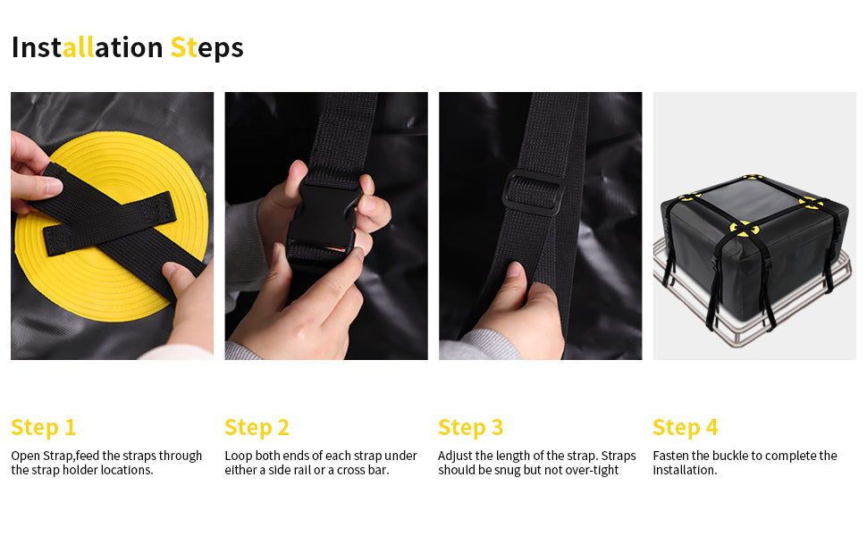 Rooftop Car Cargo Carrier Bag 15 Cubic Feet, Waterproof Car Rooftop Bag with Anti-Slip Mat and 6 Door Hooks, Suitable for All Vehicle with/Without Rack