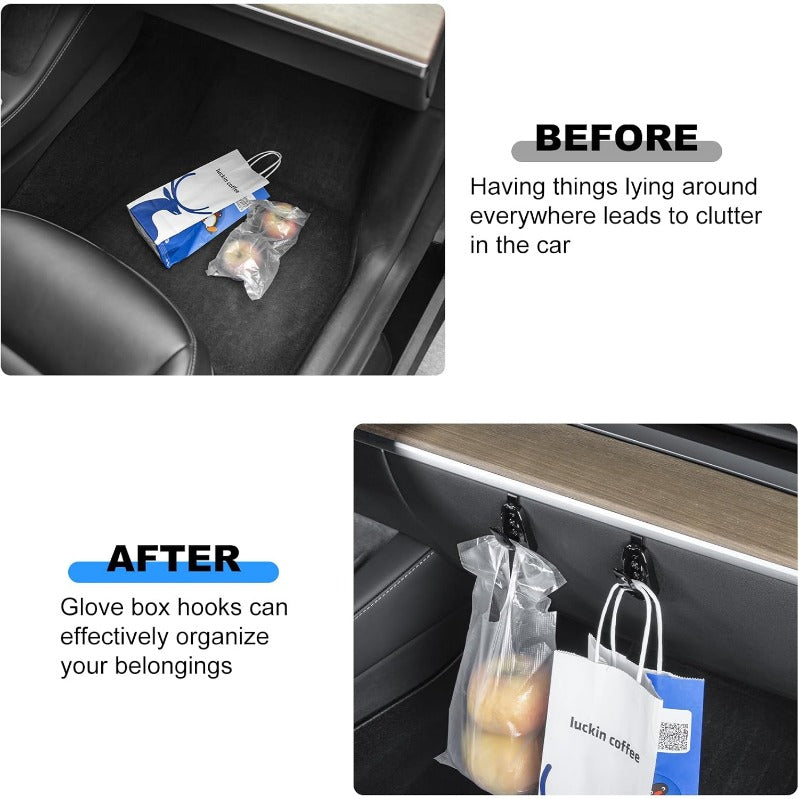 Model Y Stealth Fold-Away Glove-Box Hooks (2-Pack)