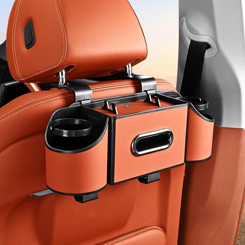 Multifunctional Nappa Leather Car Backseat Organizer