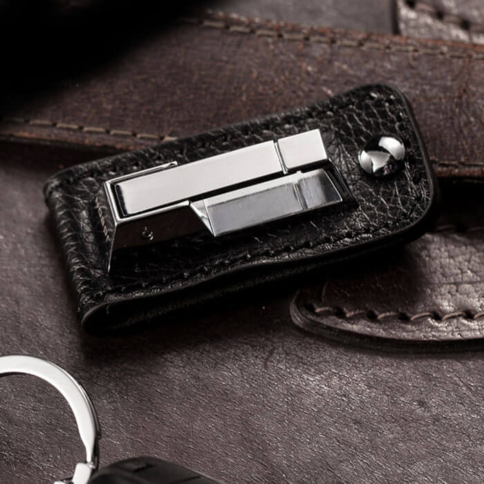 Mens Leather Keychain for Belt
