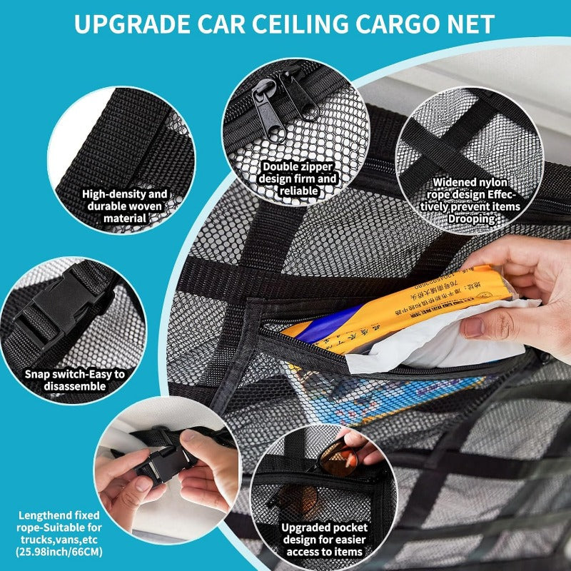 Upgraded Car Ceiling Cargo Net – Maximize Your Storage Space