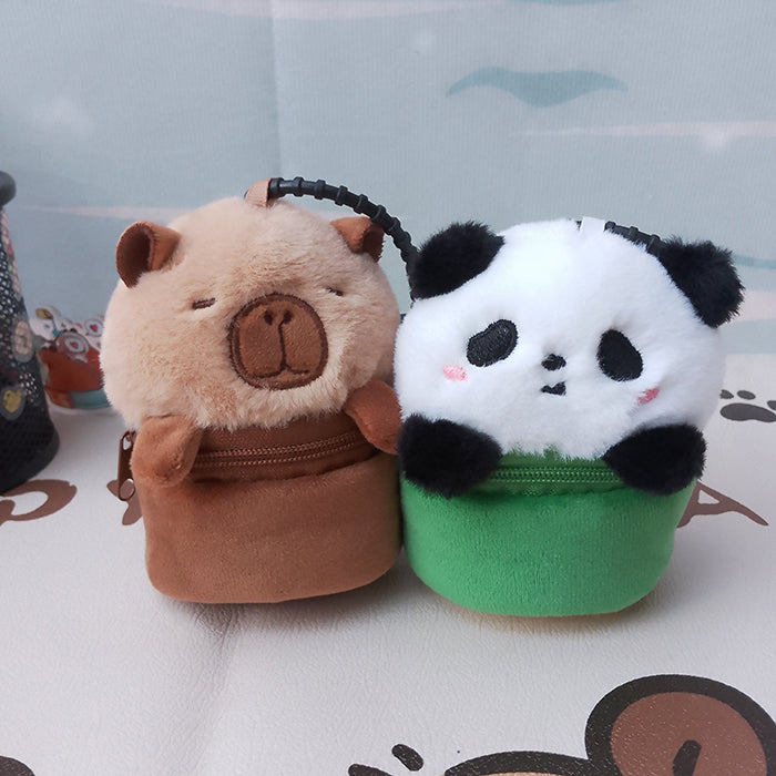 2pcs/set Plush Capybara Coin Purses Keychain Charm
