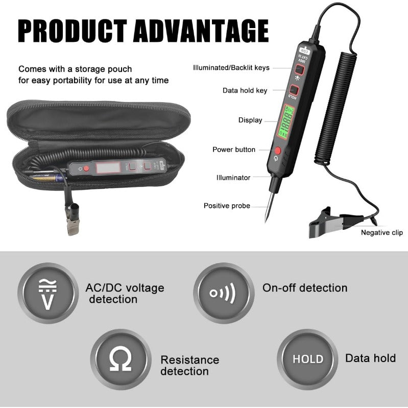 Smart LCD Circuit Tester – AC/DC 3–300V, Continuity & Resistance