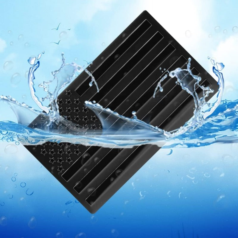 3D Blackout Aluminum American Flag Emblem Pair – Weatherproof Adhesive Badges